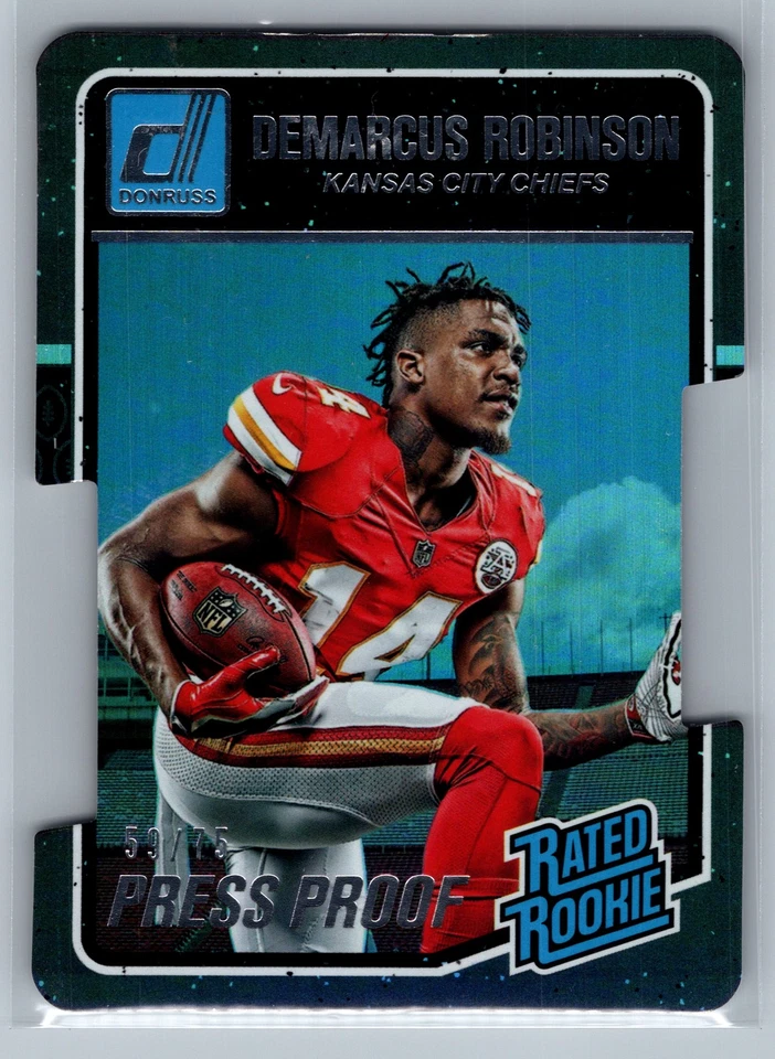 Demarcus Robinson 2016 Donruss Press Proofs Silver Die Cut #/75 #364 Chiefs RC - Image 1 of 2