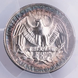 Certified 1951 Silver Washington Quarter PCGS PR66 Rainbow Toning Reverse 25c  - Picture 1 of 5