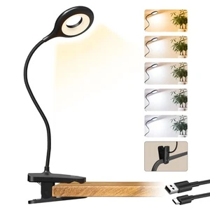 Clip on Reading Light for Bed Headboard, 5 Colors 5 Brightness Desk Lamp with... - Picture 1 of 8