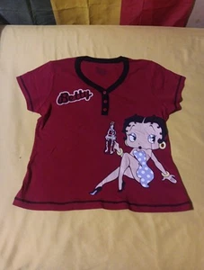 Rare Vintage ? BETTY BOOP COCA COLA Henley Shirt Tshirt Top Size L Very Rare!!! - Picture 1 of 5