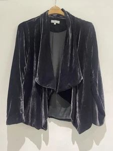 Per Una Schiefergrau Samt Sakko Gr. 14 Wasserfall Blazer Abend Party Glam - Bild 1 von 6