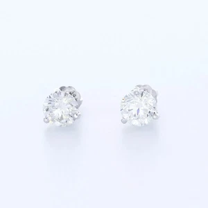 Ohrstecker klassisch massiv 14K Weißgold 1,94 ct rund natürlicher Diamant F SI1 - Bild 1 von 10