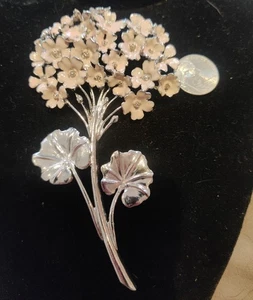 OSCAR DE LA RENTA Pin Grande Rosa Flor Árbol 5/1/2 Pulgadas Largo Firmado - Imagen 1 de 5