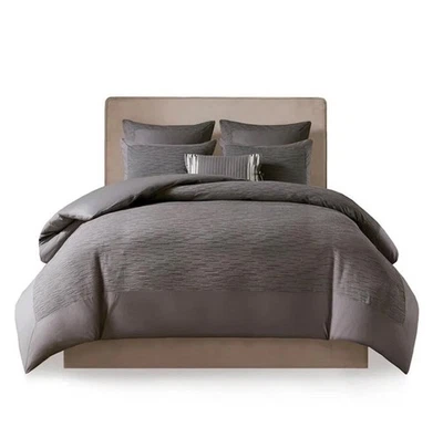 Natori Hanae Yarn-Dyed KING/CAL-KING 3-Pc Duvet Cover Set New Grey - Image 1 of 4
