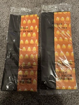 Hallmark Halloween Candy Corn & Black Tissue Paper 2 Pkgs 6 Sheets Each NEW! - Image 1 of 4