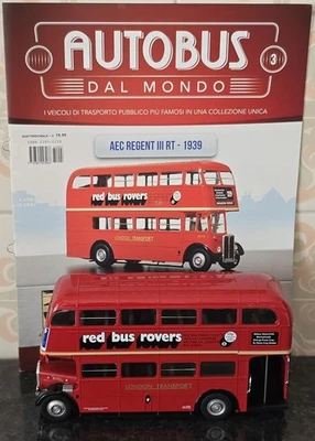 HACHETTE AUTOBUS DAL MONDO 1:43 BUS AEC REGENT III RT 1939 ROSSO CON FASCICOLO 3 - Immagine 1 di 3