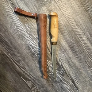 ViNtAgE J.MARTTINI FINLAND RAPALA FISHING FILLET KNIFE W ORIGINAL LEATHER SHEATH - Picture 1 of 5