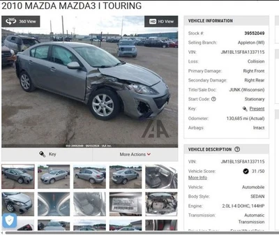 Passenger Side View Mirror Power Non-heated Fits 10-13 MAZDA 3 4274379 Foto 1 de 4