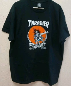 Thrasher Magazine Sk8 Outlaw Pushead Art Black T-Shirt LG - Bild 1 von 3