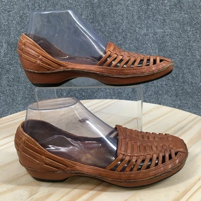 Sandalias artesanales Clarks para mujer 7,5 M Huarache sin cordones cuero marrón informales cómodas Foto 1 de 4
