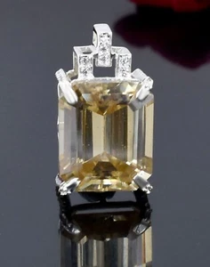 12 Ct Emerald Cut Champagne Color Diamond Pendant In 925 Sterling Silver - Picture 1 of 4
