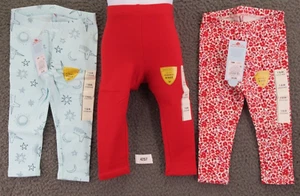 Cat & Jack Leggings [3-Pack] Unisex 18M Blue Mint Unicorn, Red Floral, Red #4257 - Picture 1 of 19
