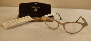Vintage Kunsthandwerk 50er Jahre Katzenbrille Aluminium Gravur Silber - Bild 1 von 5