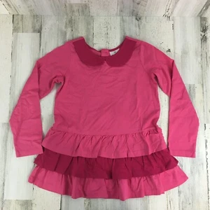 Hanna Andersson Pink Peter Pan Long Sleeve Ruffle Tunic Top Girls 140 10 EUC - Picture 1 of 11