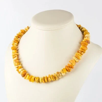 +++   BERNSTEIN - KETTE - ROH - NATUR - ungeschliffen  +++ - Bild 1 von 4