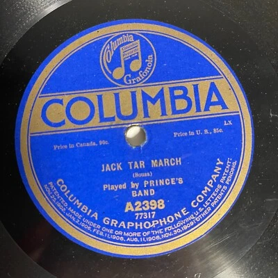 Prince's Band ‎– Naval Reserve March / Jack Tar March 10", 78 RPM 1918 Columbia - Image 1 of 2