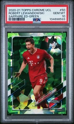Robert Lewandowski 2020-21 Topps Chrome Green Sapphire /75 PSA 10 #50 Edition - Image 1 of 2