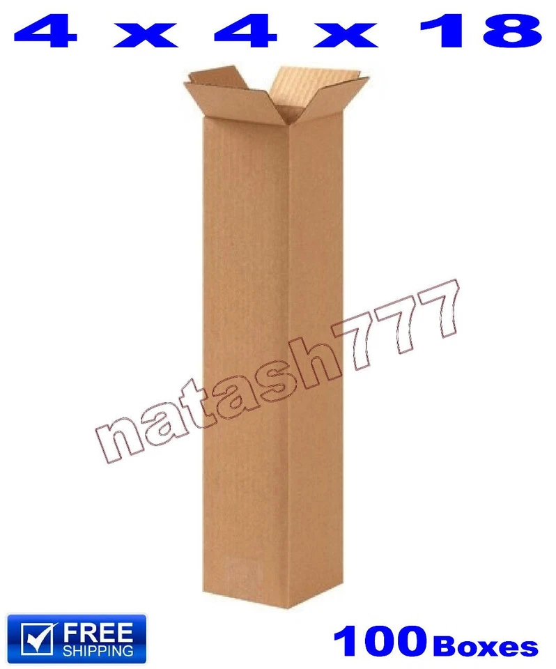 100 - 4x4x18 Cardboard Boxes 32-ECT Mailing Packing Shipping Corrugated Carton - Image 1 of 1