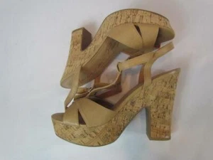 NWOB American Rag Cie Beige High Heel Sandal With Faux Cork Platform Size 9.5 - Picture 1 of 9