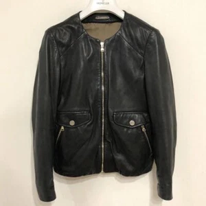 Massimo Dutti Lamb Leather Jacket Size XS Dark Brown Zip-up Good Condition U1903 - Picture 1 of 19