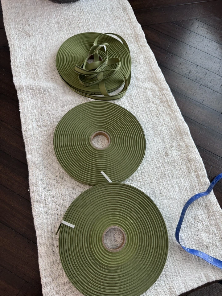 Authentic GUCCI Ribbon Green With Logo 100 Meters (120 Yards) Roll x 16mm NEW - Image 1 of 4