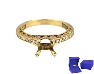 Women's Tacori 18K Yellow Gold 0.25ctw Pave Diamond Engagement Ring Mounting - Picture 1 of 11