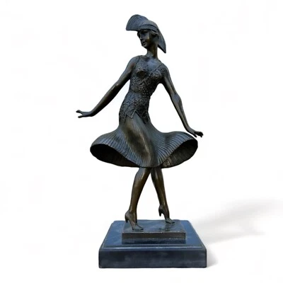 Bronze Figur Tänzerin Art Deco Bronze Figur Statue Bronze Skulptur D.H. Chiparus - Bild 1 von 4