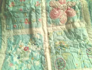 Nuevo Cerámica Granero Niños Jillian Patchwork EURO SHAM azul rosa floral - Imagen 1 de 3