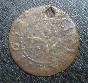 Kent Chatham 17. Jahrhundert Farthing Medaille W105 1/4d 1657. At The Globe gelocht - Bild 1 von 2
