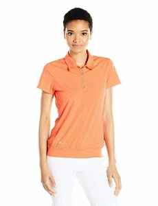 NEU Adidas Golf Damen Kurzarm Chevron Polo gebändert Shirt Oberteil koralle M Neu mit Etikett - Bild 1 von 2