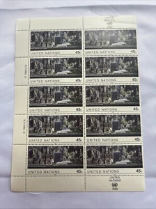 United Nations Scott #NY 549, Sheet of 10, 1989, 45 cent stamps FVF MNH - Picture 1 of 3