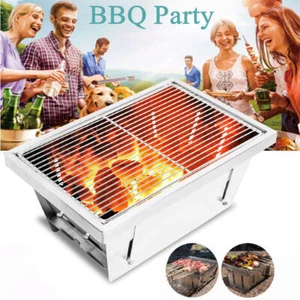 Portable Foldable Barbecue BBQ Grill Charcoal Stove Outdoor Camping Cooker - Picture 1 of 18