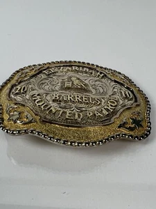 RARE 2010 El Zaribah Barrels, Mountet Patrol BELT BUCKLE,  TRES RIOS SILVER - Picture 1 of 7