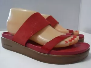 Donald Pliner Women’s Farris Distressed Wedge Sandals Metallic Red Toe RING 9M - Picture 1 of 23