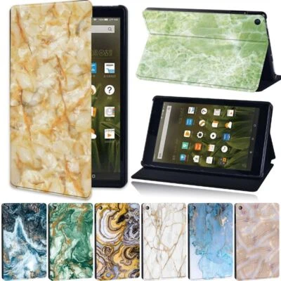 Marble Leather Stand Cover Case For Amazon Fire HD 8/Plus/8 12th 2022 2024 +Pen - Image 1 of 4