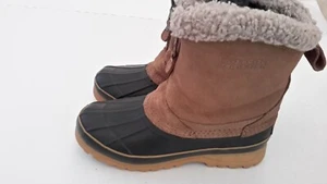 Boston Accent Women’s 7M  Beige Leather Upper Duck Boots Front Zipper EUC - Picture 1 of 10