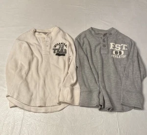 The Place Size 4 Waffle Knit Long Sleeve Shirts- Grey and White - Picture 1 of 4