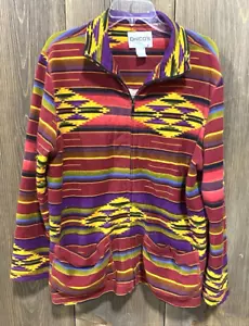 Women's Chico Zip Jacket Southwest Design Red Multi XL - Picture 1 of 4