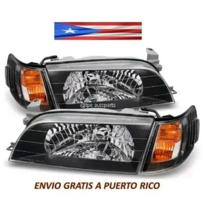 For 93 97 Toyota Corolla Headlight JDM Black Housing Glass Crystal Lens Set - Picture 1 of 5