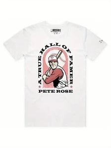 Pete Rose True Hall of Famer 100% Cotton White T-Shirt Large Brand New - Picture 1 of 2
