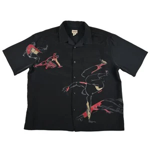 Vintage Guess Shirt Mens 2XL Black Karate Martial Arts Graphic Button Up 90s - Picture 1 of 13