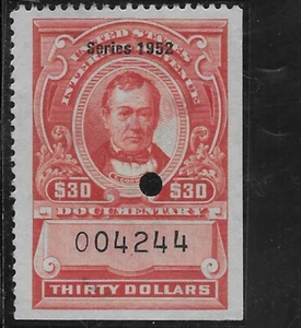 US Scott R611, Revenue Documentary $30.00, Used, NG, F/VF Series 1952 - Picture 1 of 1