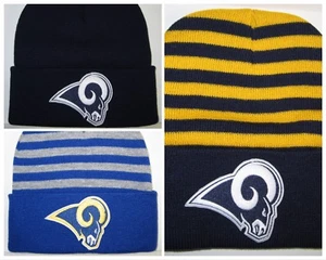 Los Angeles Rams Beanie ~Knit Cap ~Hat ~CLASSIC NFL PATCH/LOGO ~3 Colors ~NEW - Photo 1/5