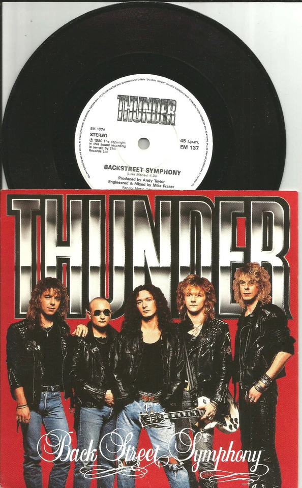 THUNDER Backstreet Symphony w/UNRELEASED TRK EUROPE 7 INCH VINYL HEART Tour - Image 1 of 1