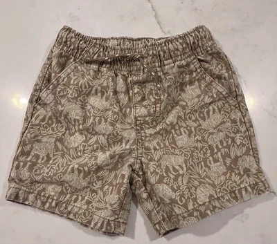 Cat & Jack 2T Tiger Shorts Boy’s Size Tan Brown Jungle Pockets Leaves Cotton - Image 1 of 4