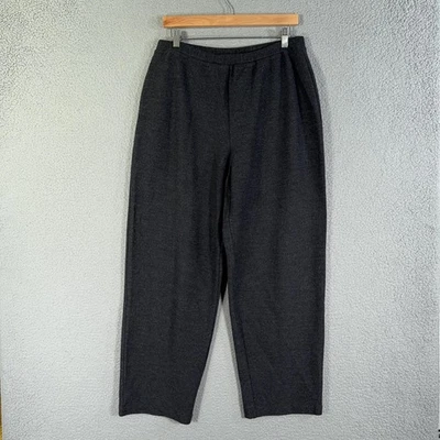 Vintage Eileen Fisher Boiled Wool Jersey Tapered Ankle Pant Large Charcoal USA - Image 1 of 4