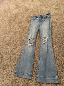 Kut From The Kloth Size 0 Girls Jeans Bootcut Denim Blue Distressed - Picture 1 of 6