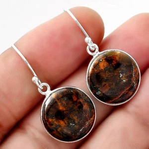 Turkish Rainforest Chrysocolla 925 Sterling Silver Earrings Jewelry E-1001 - Picture 1 of 5