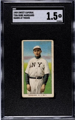 RUBE MARQUARD 1909-11 T206 Sweet Caporal 150/30 Hands at Side PSA 1.5 GIANTS HOF - Image 1 of 2