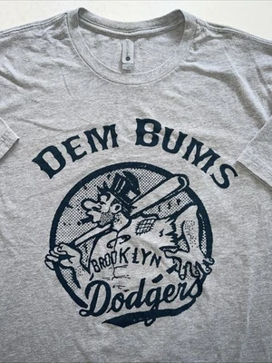 BROOKLYN DODGERS Dem Bums Shirt XL Gray MLB - Image 1 of 4